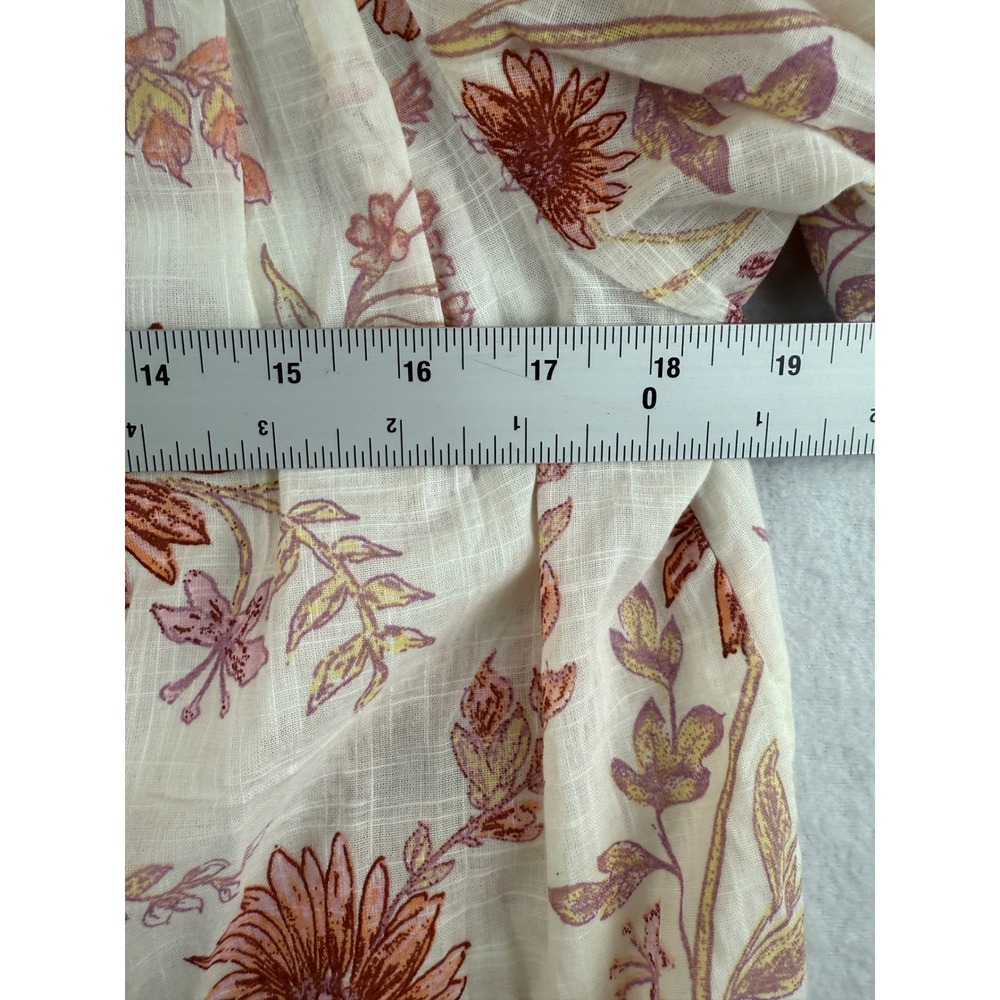 Free People Floral Blouse XS Bohemian‎ Button Front Long Sleeve Top - Picture 6 of 8